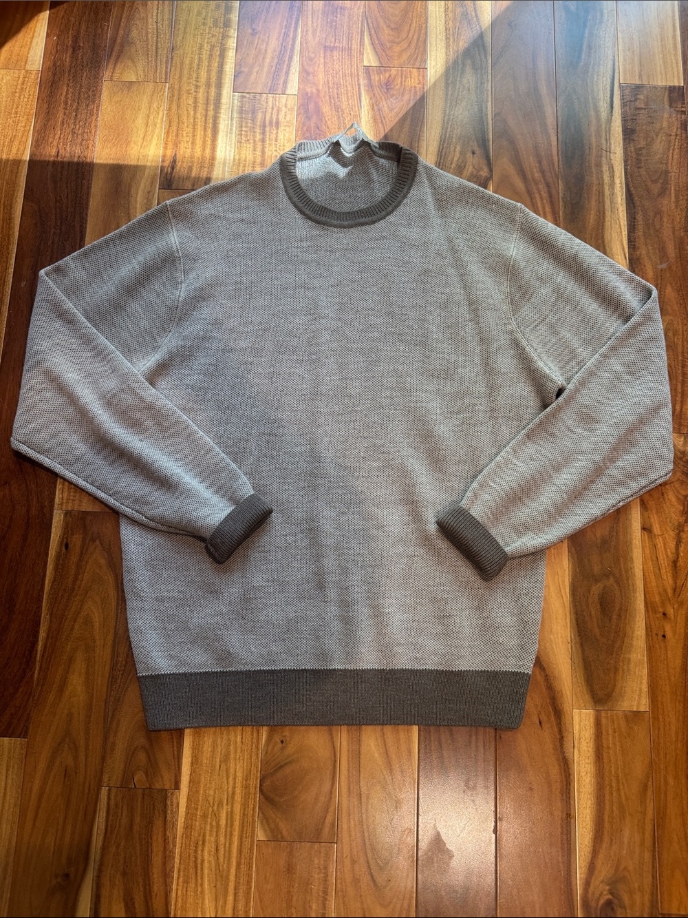 Raffi Two-Tone Gray Crewneck Sweater